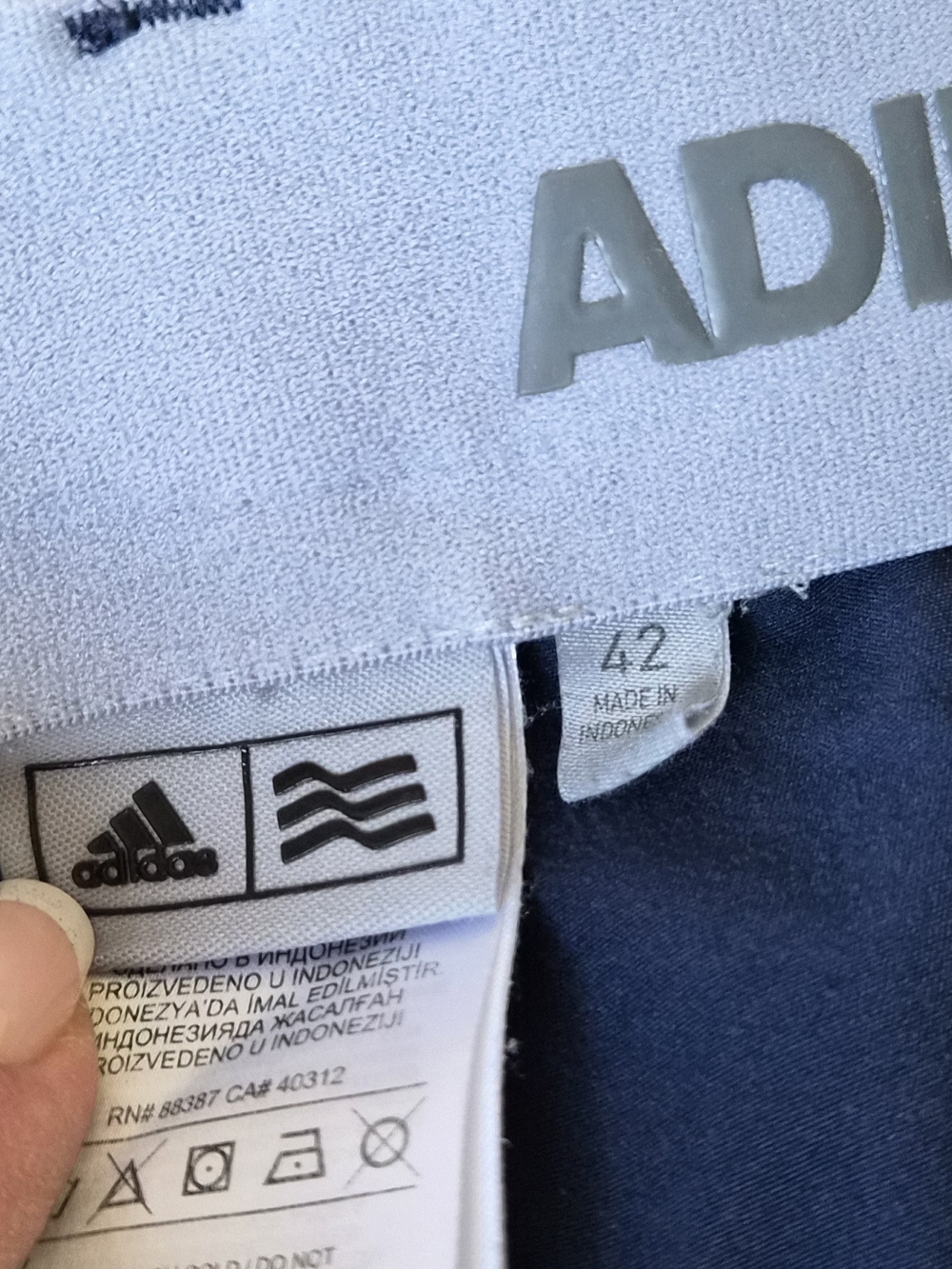 adidas Navy and Light Gray Branded Athletic Shorts